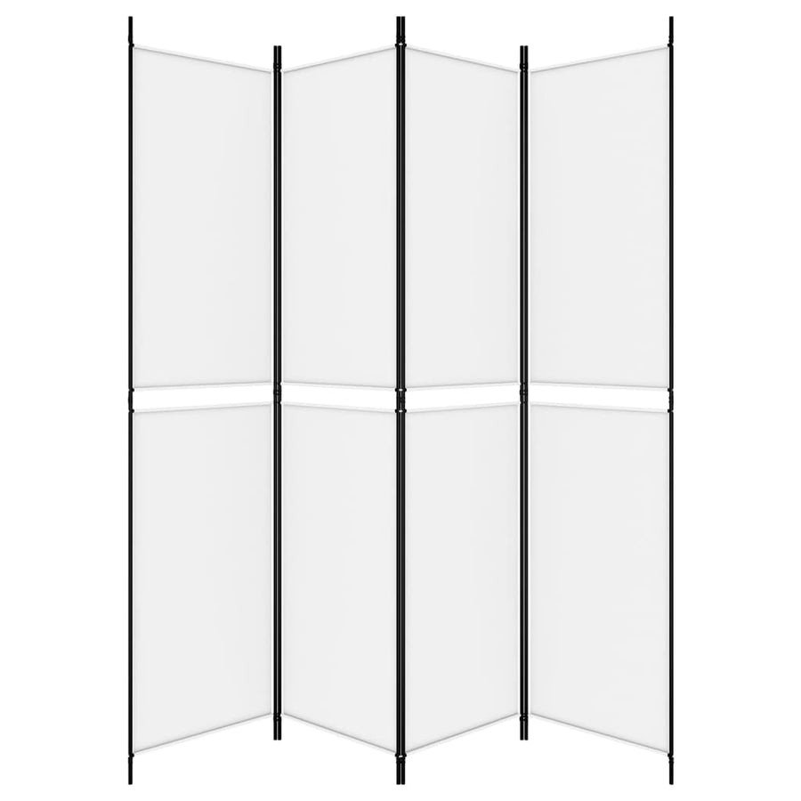 4-Panel Room Divider White 200x220 cm Fabric