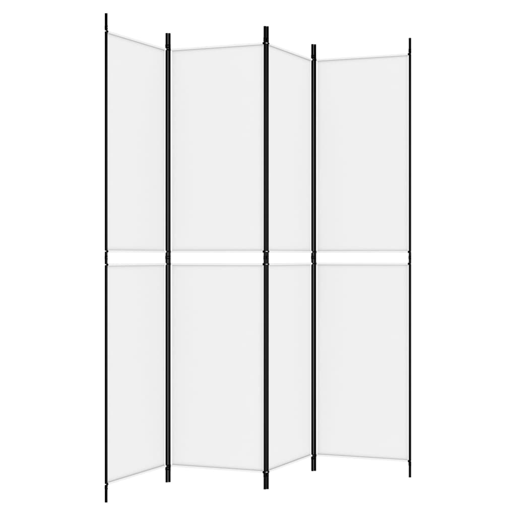 4-Panel Room Divider White 200x220 cm Fabric