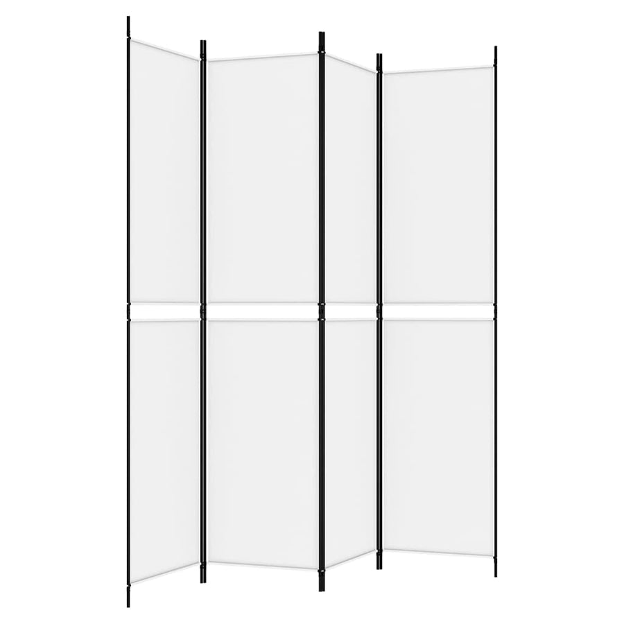 4-Panel Room Divider White 200x220 cm Fabric