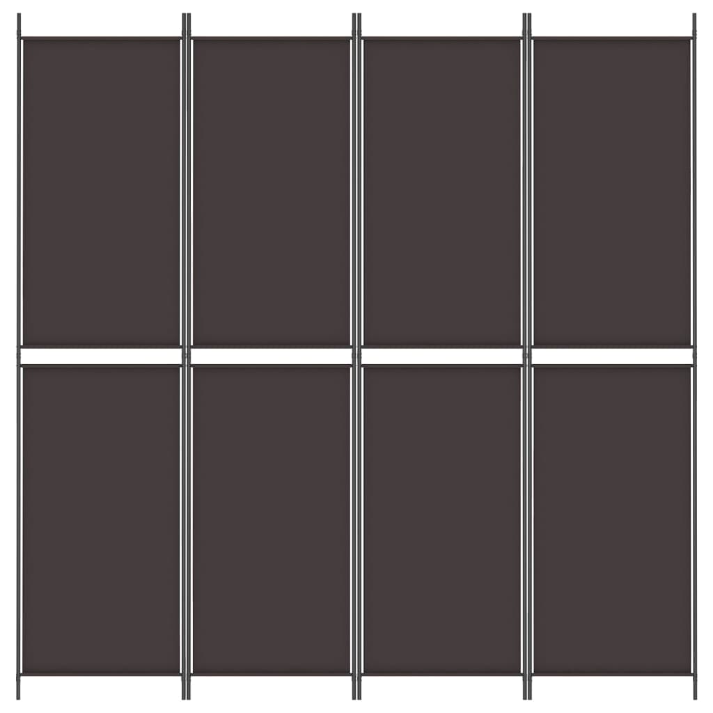 4-Panel Room Divider Brown 200x220 cm Fabric