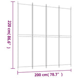 4-Panel Room Divider Brown 200x220 cm Fabric