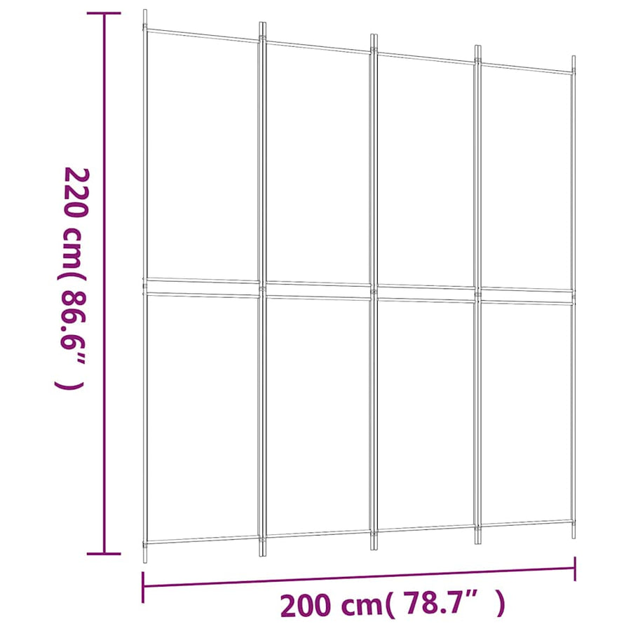 4-Panel Room Divider Brown 200x220 cm Fabric
