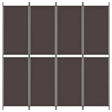 4-Panel Room Divider Brown 200x220 cm Fabric
