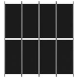 4-Panel Room Divider Black 200x220 cm Fabric