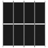 4-Panel Room Divider Black 200x220 cm Fabric - Side View