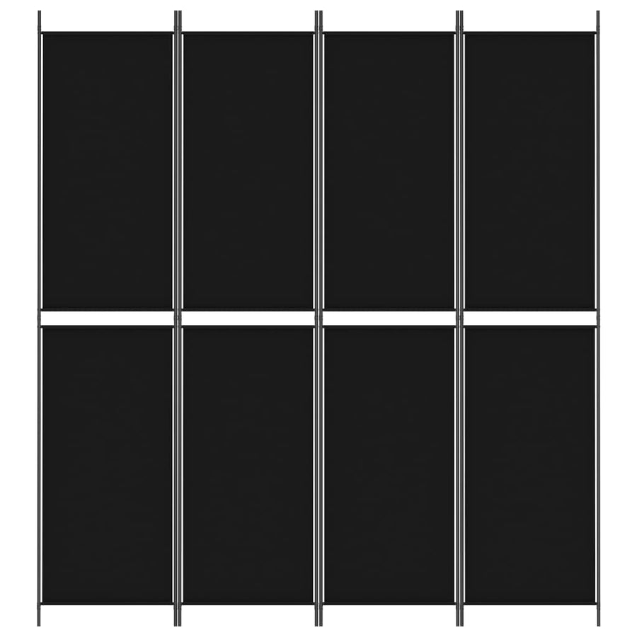 4-Panel Room Divider Black 200x220 cm Fabric