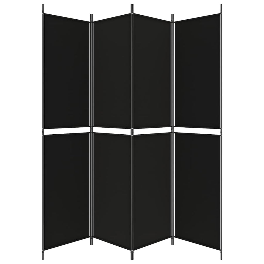 4-Panel Room Divider Black 200x220 cm Fabric