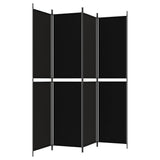 4-Panel Room Divider Black 200x220 cm Fabric