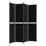 4-Panel Room Divider Black 200x220 cm Fabric