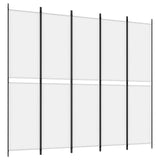 5-Panel Room Divider White 250x220 cm Fabric