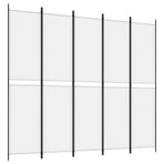 5-Panel Room Divider White 250x220 cm Fabric