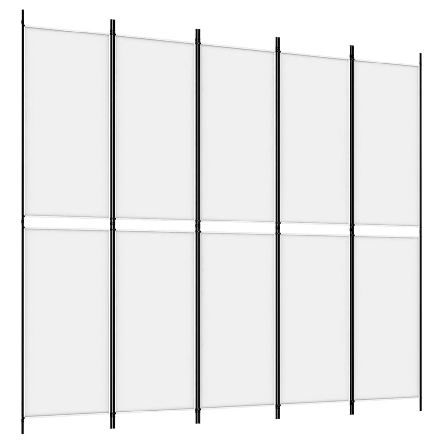 5-Panel Room Divider White 250x220 cm Fabric
