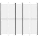 5-Panel Room Divider White 250x220 cm Fabric