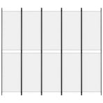 5-Panel Room Divider White 250x220 cm Fabric