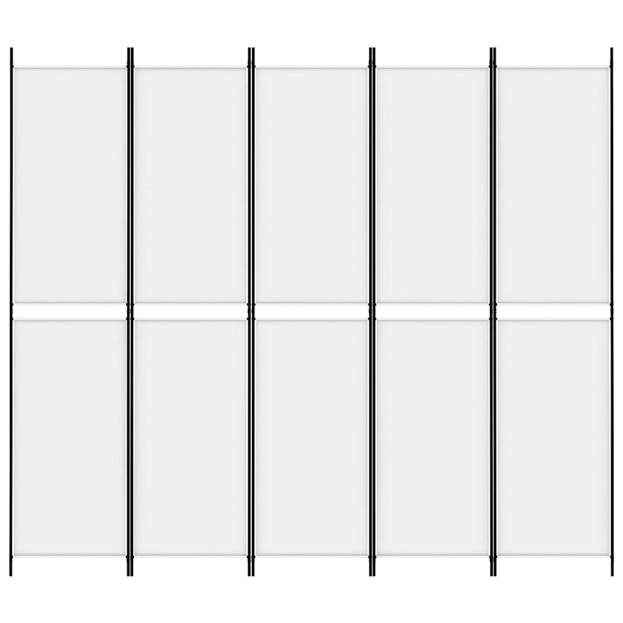 5-Panel Room Divider White 250x220 cm Fabric