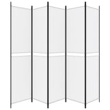 5-Panel Room Divider White 250x220 cm Fabric