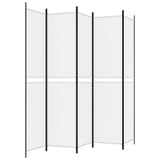 5-Panel Room Divider White 250x220 cm Fabric