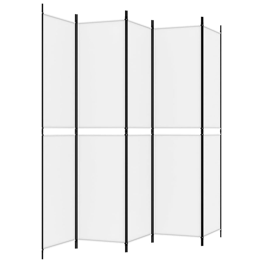 5-Panel Room Divider White 250x220 cm Fabric