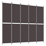 5-Panel Room Divider Brown 250x220 cm Fabric