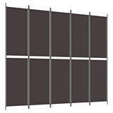 5-Panel Room Divider Brown 250x220 cm Fabric - Front View