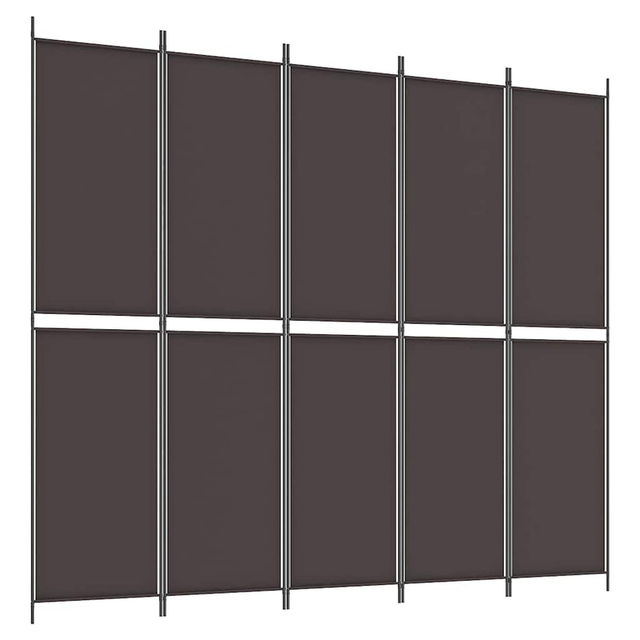 5-Panel Room Divider Brown 250x220 cm Fabric