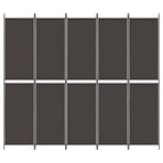 5-Panel Room Divider Brown 250x220 cm Fabric