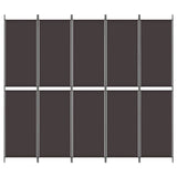5-Panel Room Divider Brown 250x220 cm Fabric - Side View