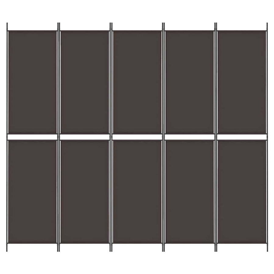 5-Panel Room Divider Brown 250x220 cm Fabric