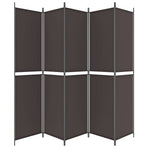 5-Panel Room Divider Brown 250x220 cm Fabric