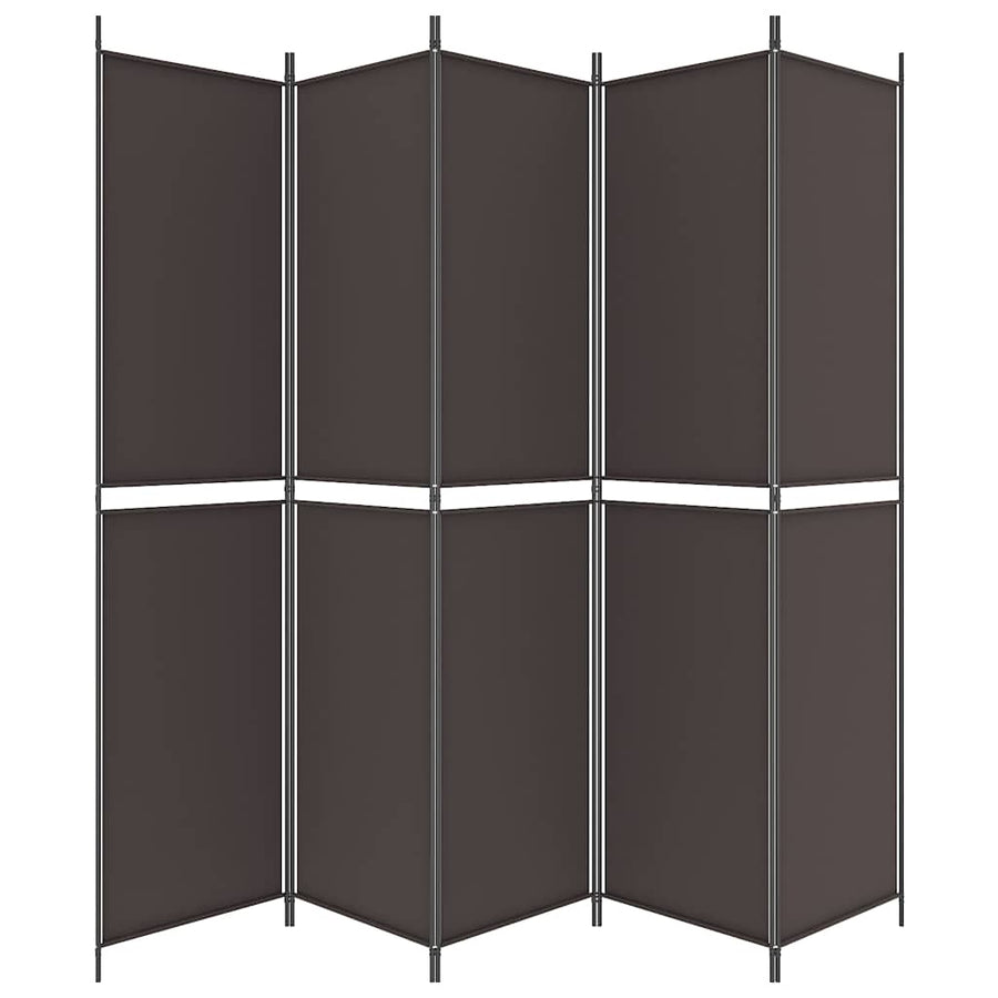 5-Panel Room Divider Brown 250x220 cm Fabric
