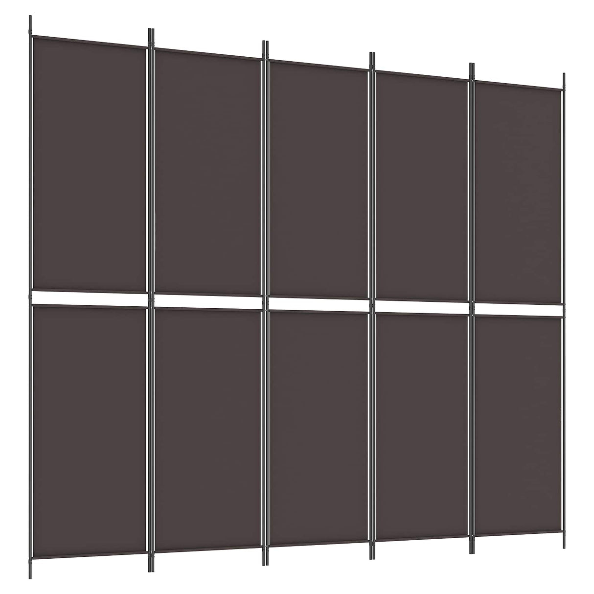 5-Panel Room Divider Brown 250x220 cm Fabric