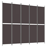 5-Panel Room Divider Brown 250x220 cm Fabric