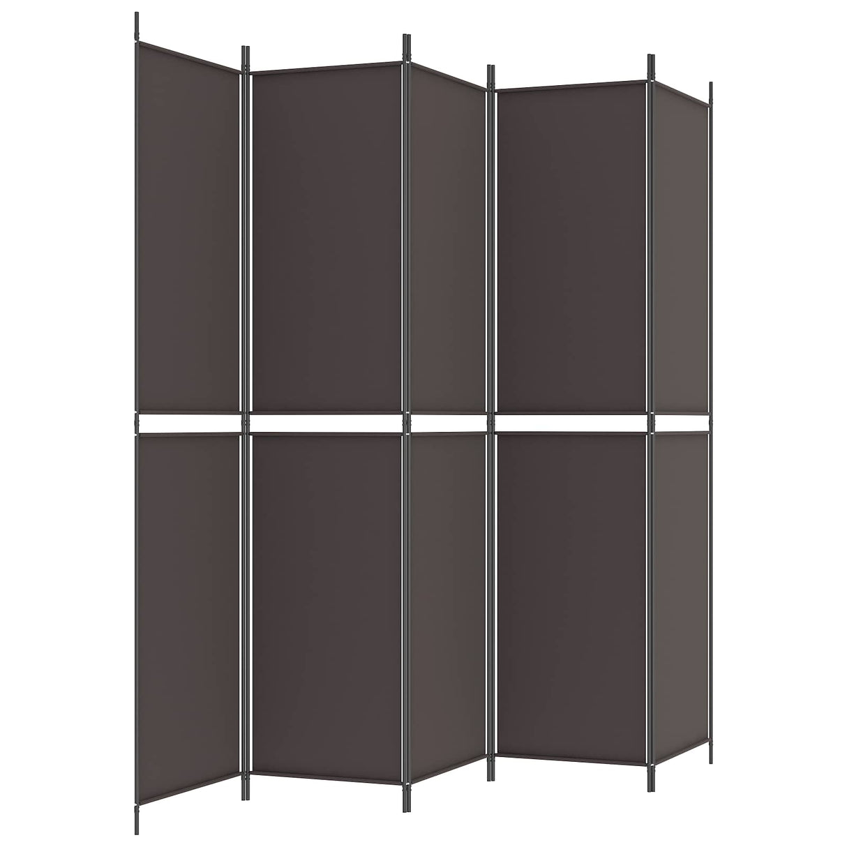 5-Panel Room Divider Brown 250x220 cm Fabric