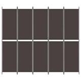 5-Panel Room Divider Brown 250x220 cm Fabric - Top-Down View