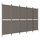 5-Panel Room Divider Anthracite 250x220 cm Fabric - Front View