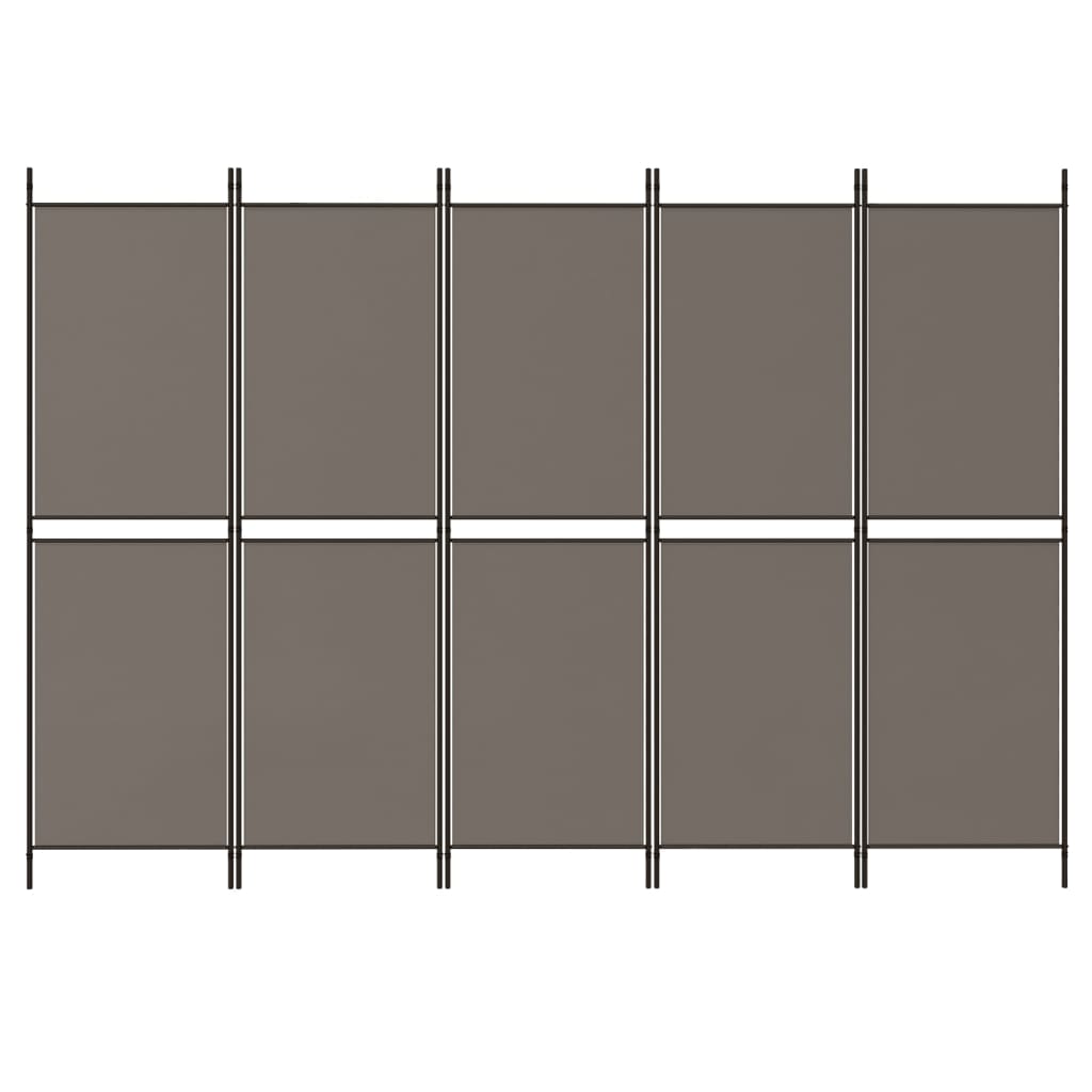 5-Panel Room Divider Anthracite 250x220 cm Fabric