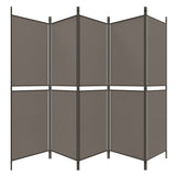 5-Panel Room Divider Anthracite 250x220 cm Fabric - 45-Degree Angle