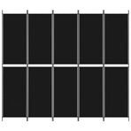 5-Panel Room Divider Black 250x220 cm Fabric