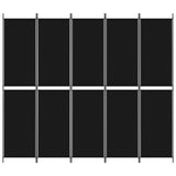 5-Panel Room Divider Black 250x220 cm Fabric - Side View