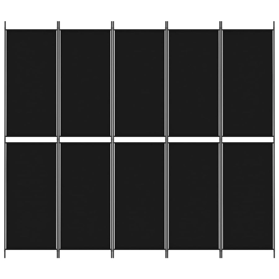 5-Panel Room Divider Black 250x220 cm Fabric