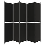 5-Panel Room Divider Black 250x220 cm Fabric - Top-Down View
