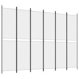 6-Panel Room Divider White 300x220 cm Fabric