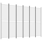 6-Panel Room Divider White 300x220 cm Fabric