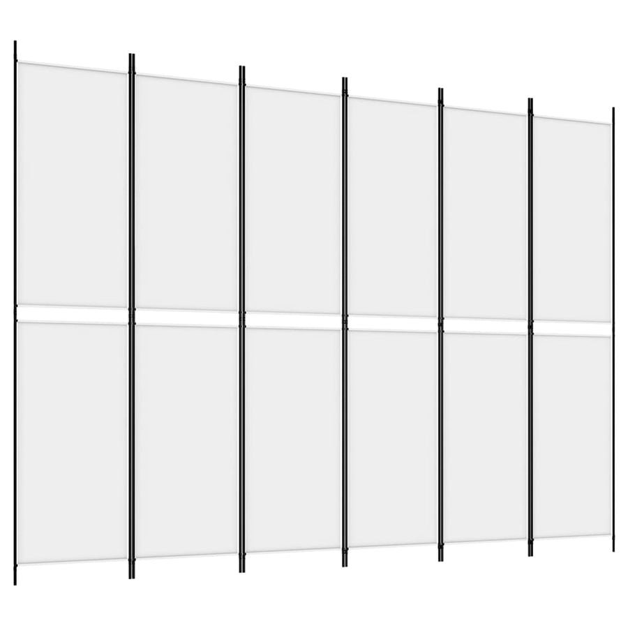 6-Panel Room Divider White 300x220 cm Fabric