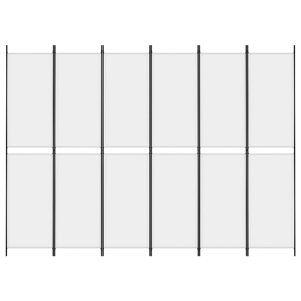 6-Panel Room Divider White 300x220 cm Fabric