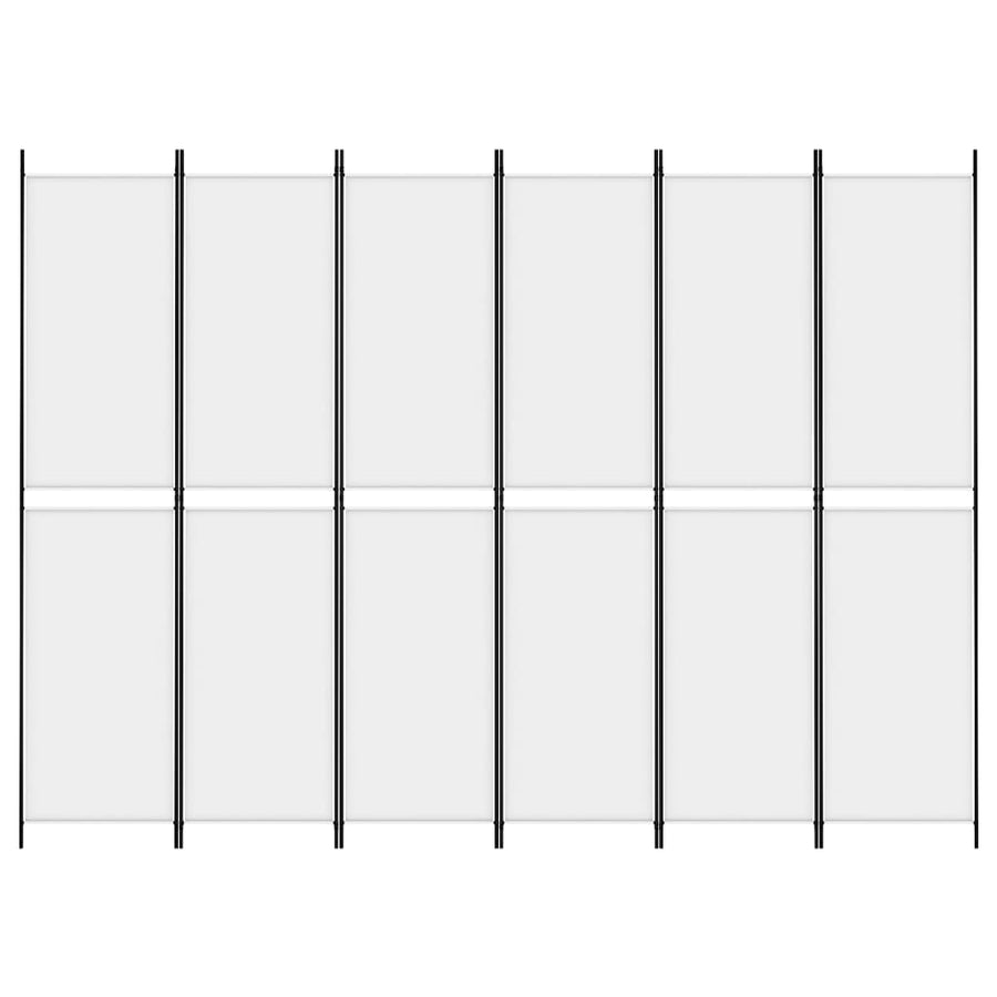 6-Panel Room Divider White 300x220 cm Fabric
