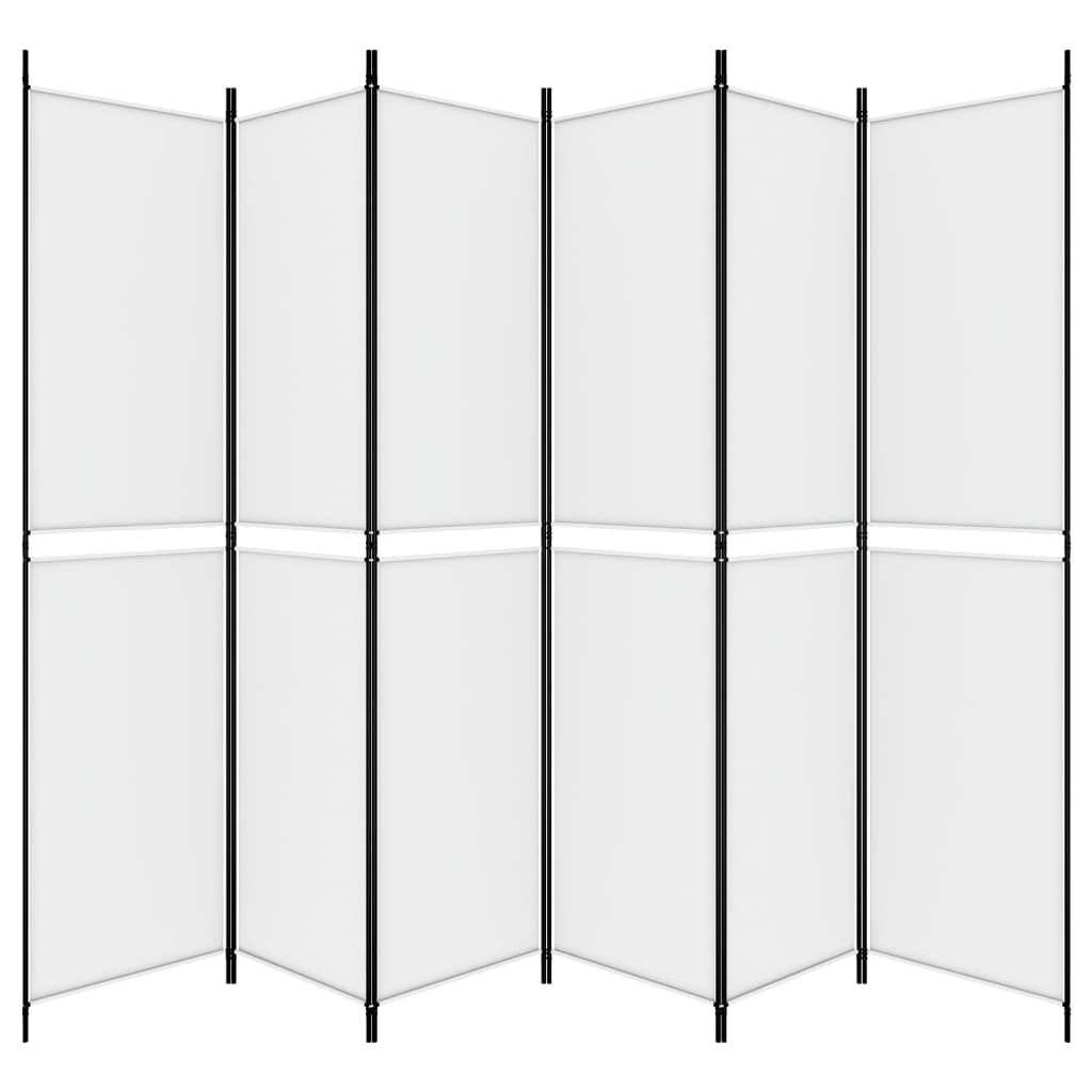 6-Panel Room Divider White 300x220 cm Fabric