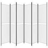 6-Panel Room Divider White 300x220 cm Fabric - Top-Down View