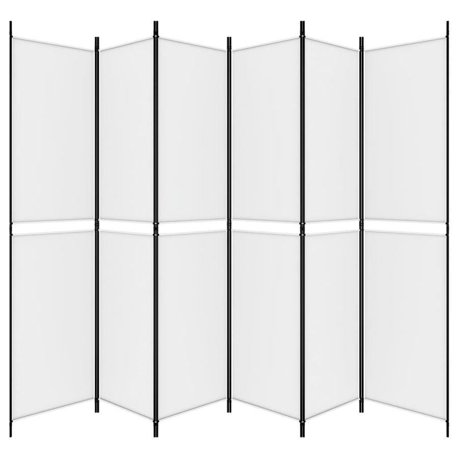6-Panel Room Divider White 300x220 cm Fabric