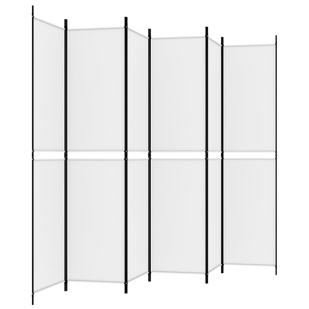 6-Panel Room Divider White 300x220 cm Fabric